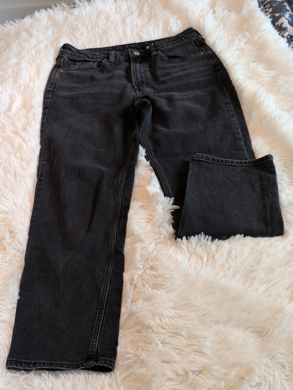 H&M &Denim Brand Straight Jeans in Dark Gray - High Waist Ankle Size Women's 6